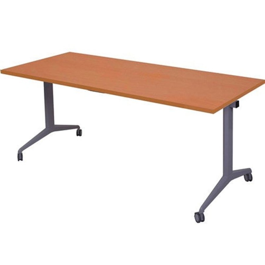 Office Furniture | RapidLine Rapidline Flip Top Table 1500W X 750D X 730Mmh Cherry Top Silver Frame