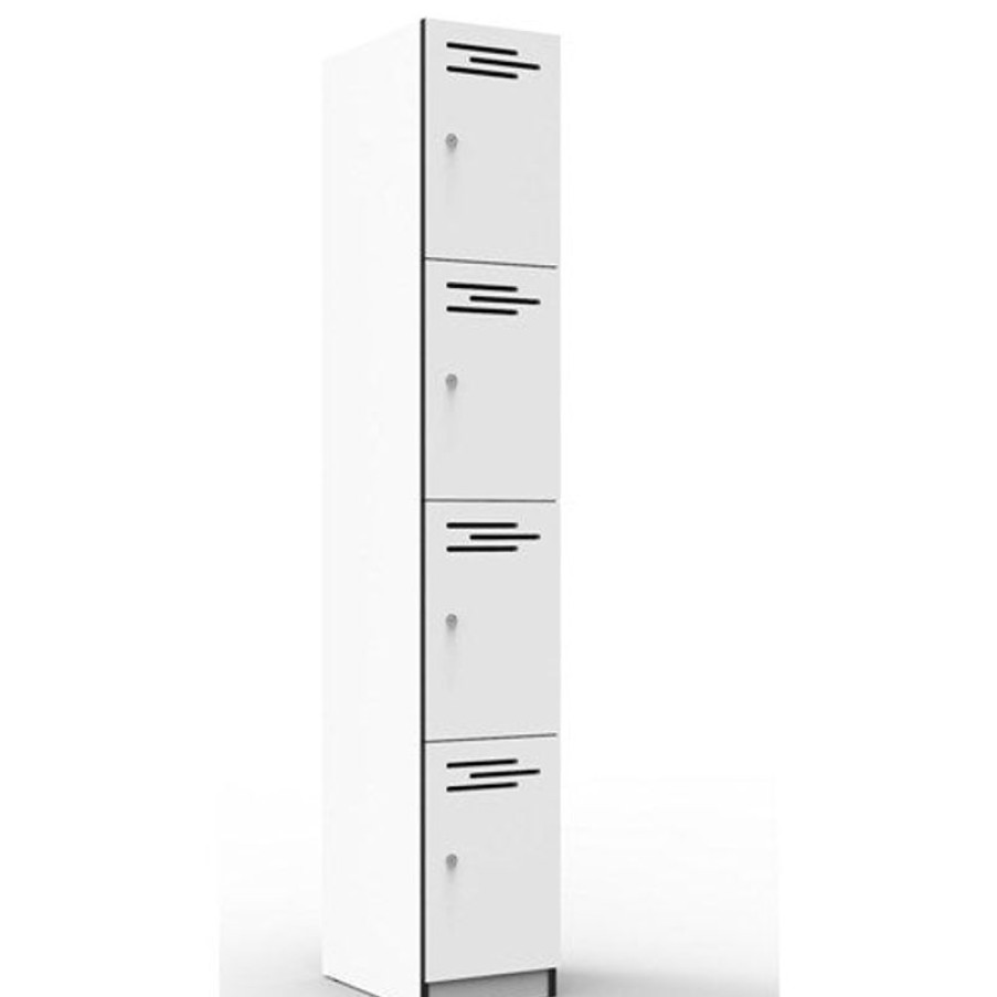 Storage | RapidLine Rapidline Infinity Melamine 4 Door Locker 305Wx455Dx1850Mmh White With Black Edging