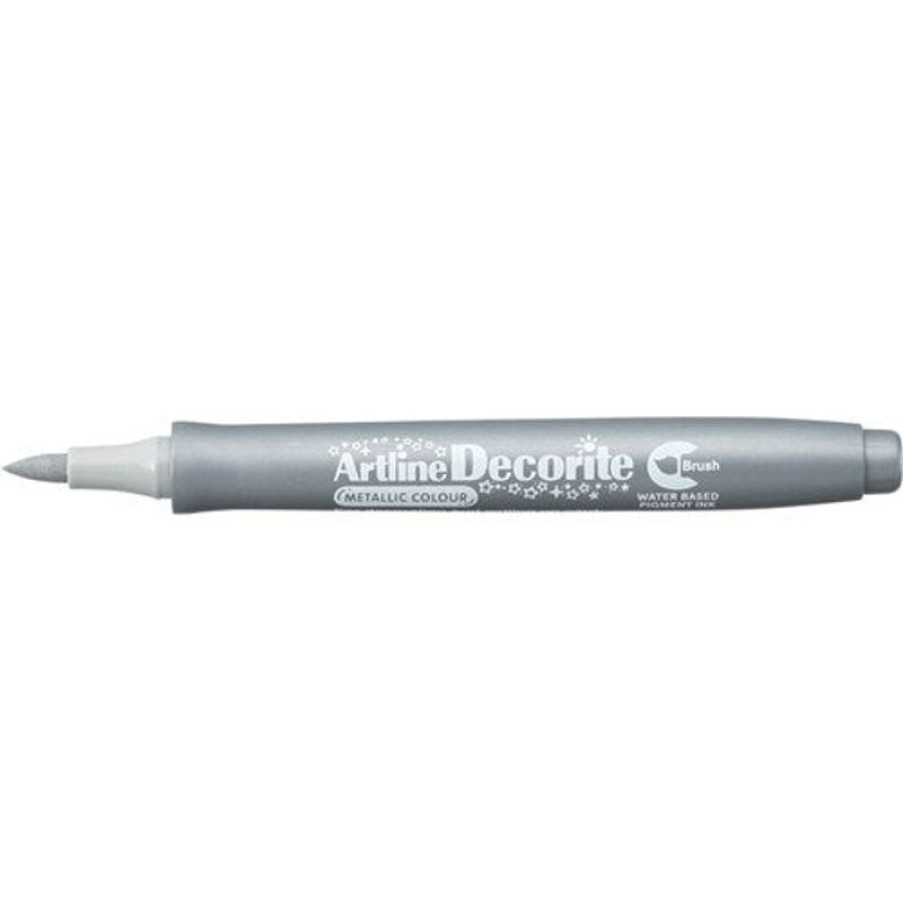 Telephones & Accessories | Artline Artline Decorite Metallic Markers Brush Nib Silver Box Of 12