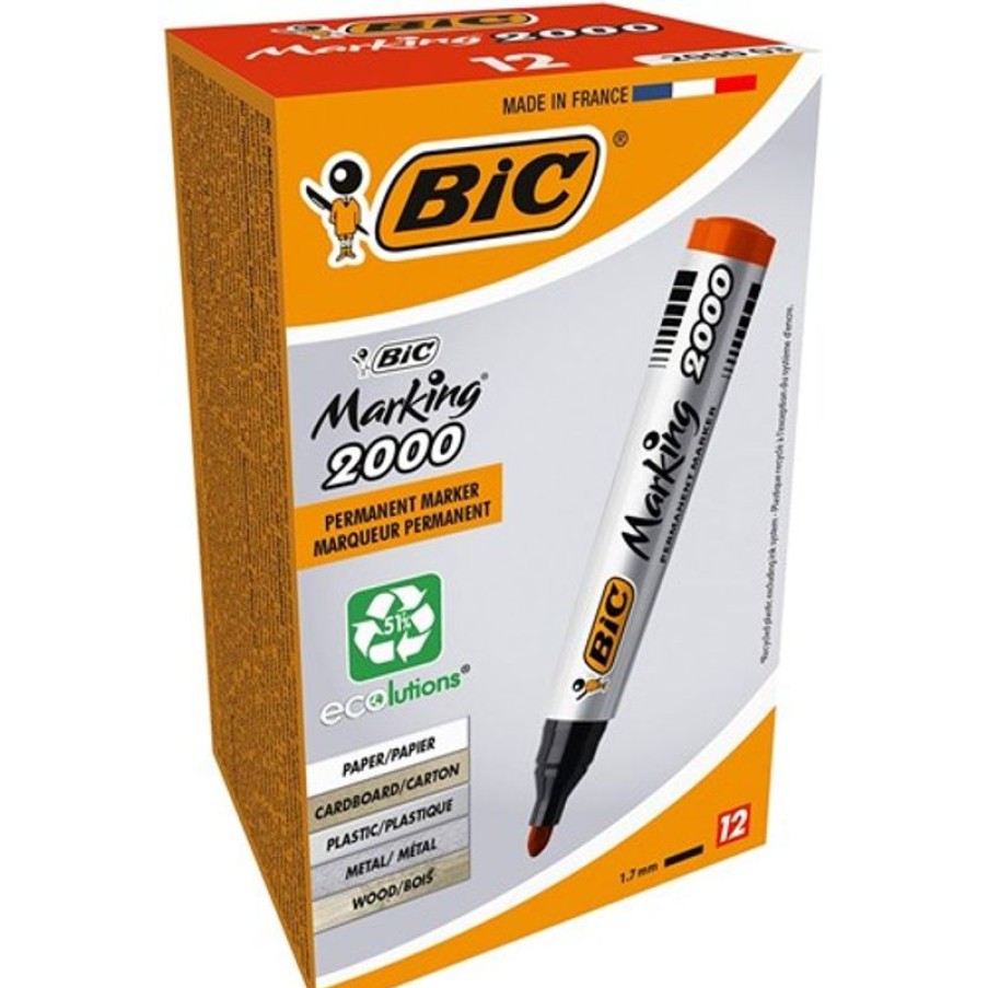 Telephones & Accessories | Bic Bic 2000 Marking Permanent Markers Bullet 1.7Mm Red Pack Of 12