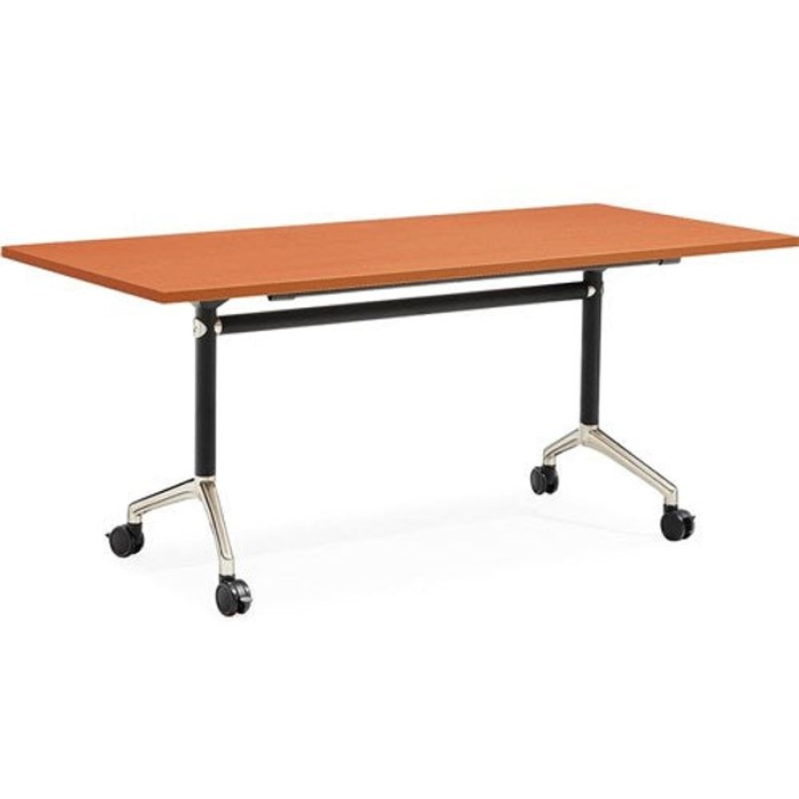 Office Furniture | RapidLine Rapidline Typhoon Flip Top Table 1800W X 750D X 750Mmh Cherry Top Black Frame