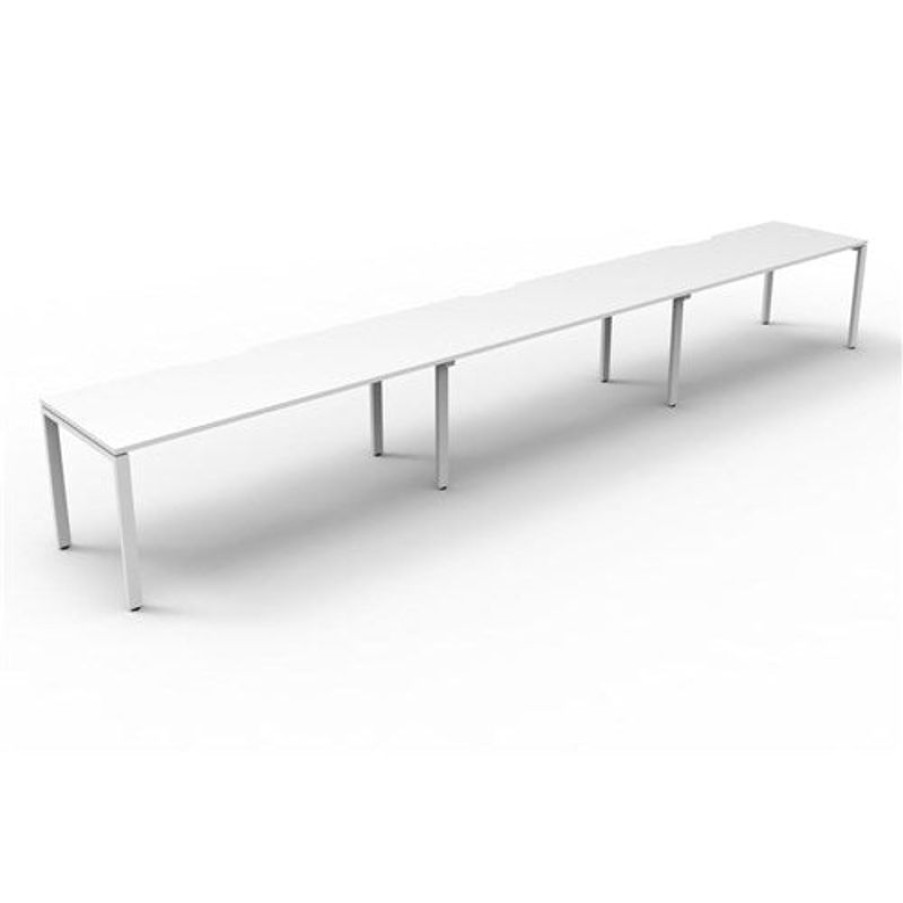 Office Furniture | RapidLine Rapidline Deluxe Infinity Desk Profile Leg Single Sided 3 Person 5400Mmw White/White