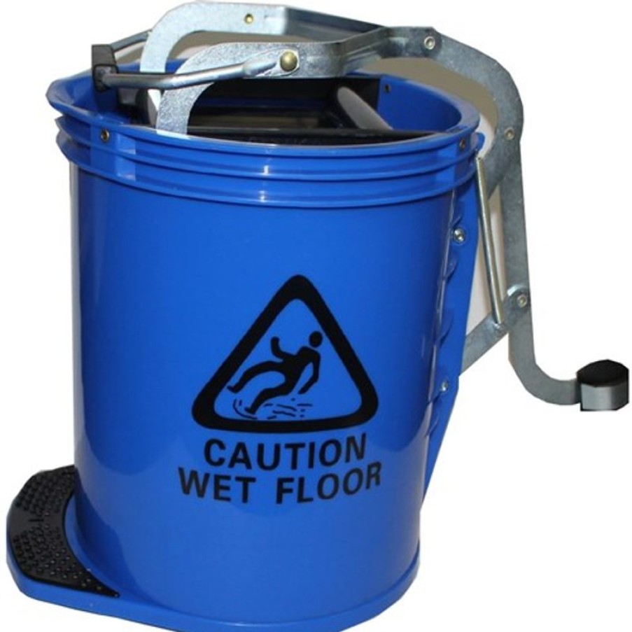 Telephones & Accessories | Cleanlink Cleanlink Heavy Duty Plastic Mop Bucket Metal Wringer 16L Blue