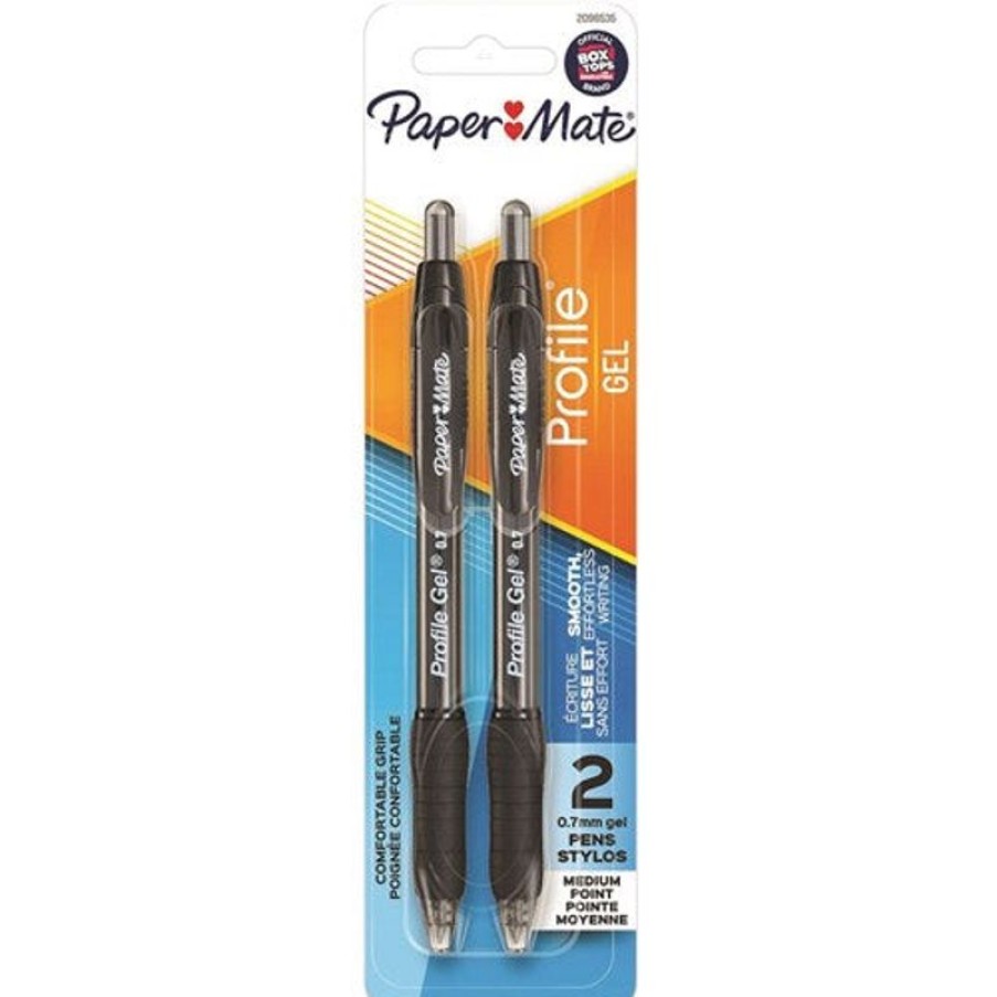 Pens | Paper Mate Papermate Profile Gel Pen Retractable 0.7Mm Black Pack Of 2