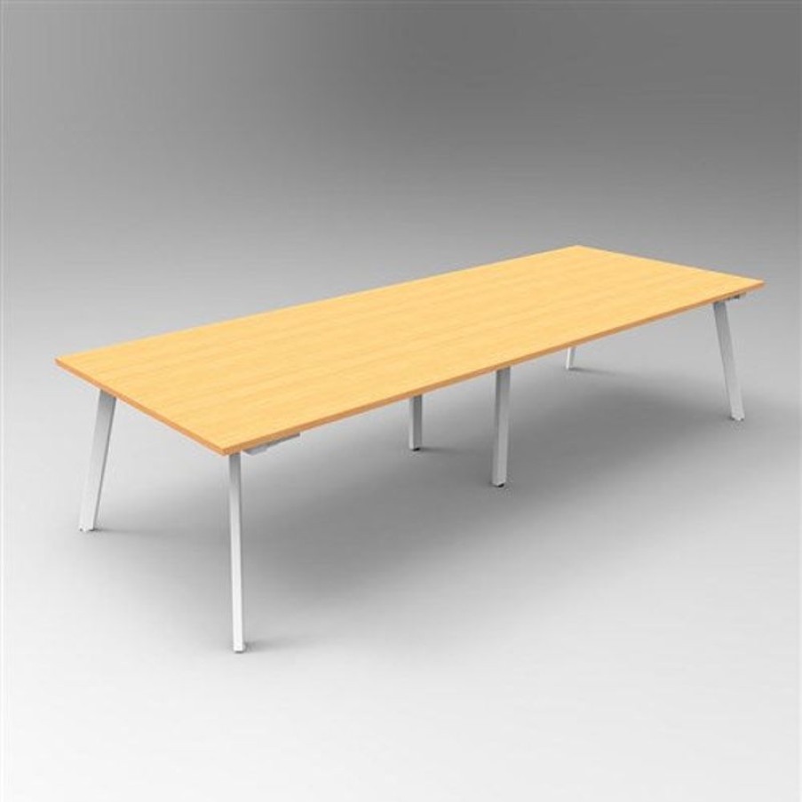 Office Furniture | RapidLine Rapidline Eternity Meeting And Boardroom Table 3200W X 1200D X 730Mmh Beech Top White Base