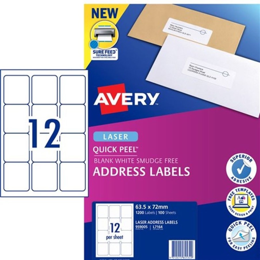 Telephones & Accessories | Avery Avery Quick Peel Address Laser White L7164 63.5X72Mm 12Up 1200 Labels 100 Sheets