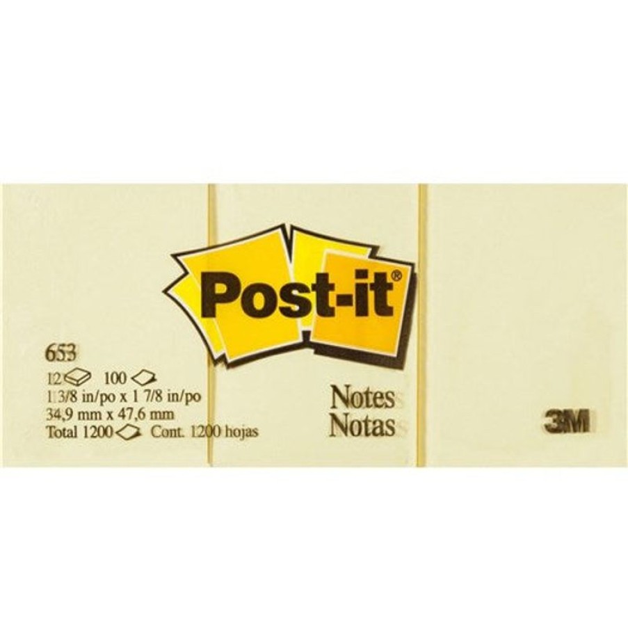 Notes & Flags | Post-It Post-It 653 Notes Original 36X48Mm Yellow Pad 100 Sheets Pack Of 12