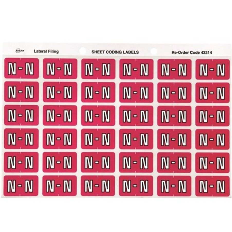 Telephones & Accessories | Avery Avery Alphabet Coding Label N Side Tab 25X38Mm Magenta Pack Of 180