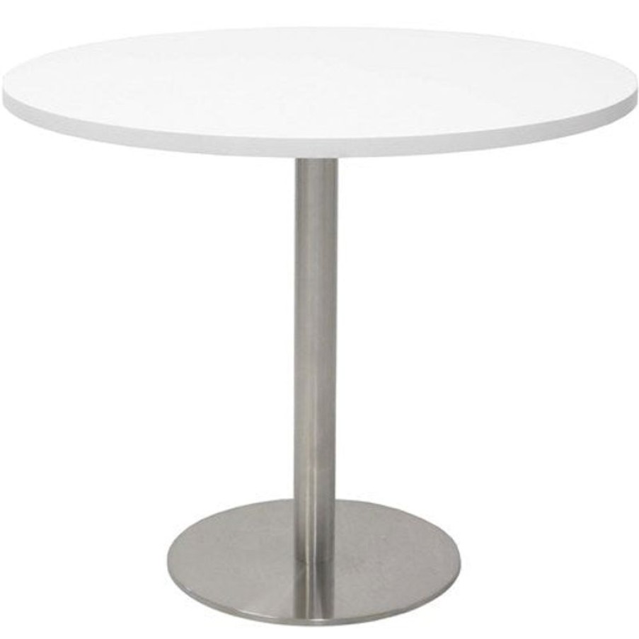 Office Furniture | RapidLine Rapidline Disc Base Round Table 900D X 755Mmh White Top Silver Base