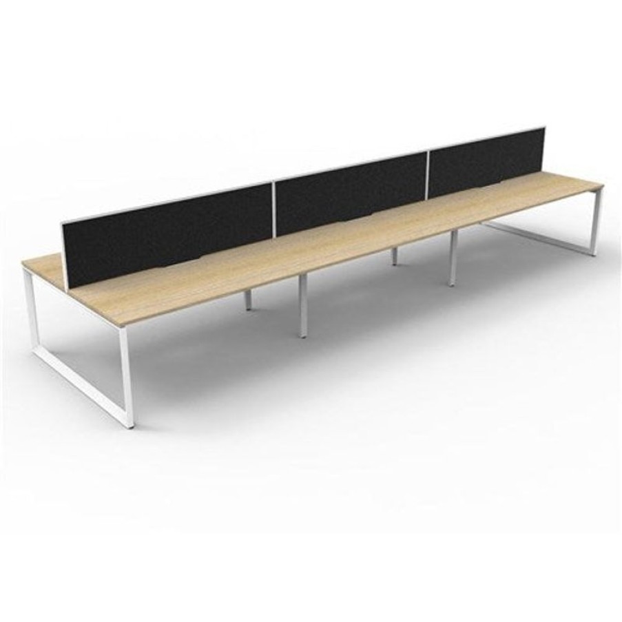 Office Furniture | RapidLine Rapidline Deluxe Infinity Desk Loop Leg Double Sided + Screen 6 Person 4500Mmw Oak/White