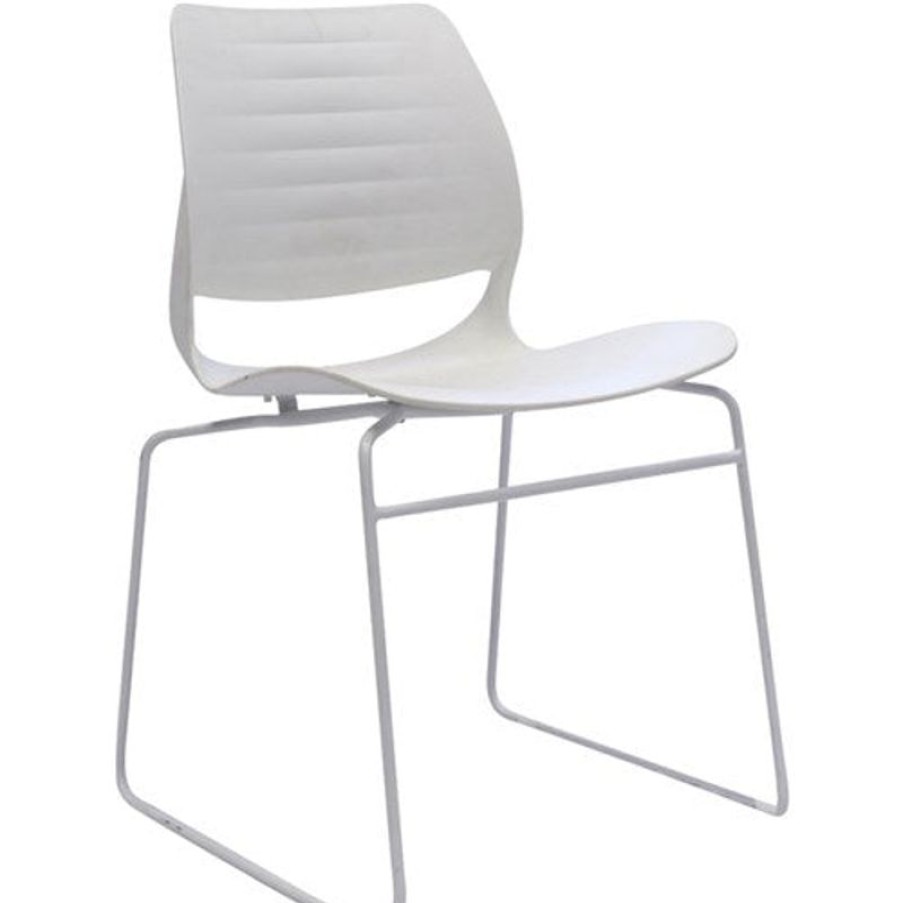 Office Furniture | RapidLine Rapidline Vivid Visitor Chair White Metal Sled Base White Poly Shell