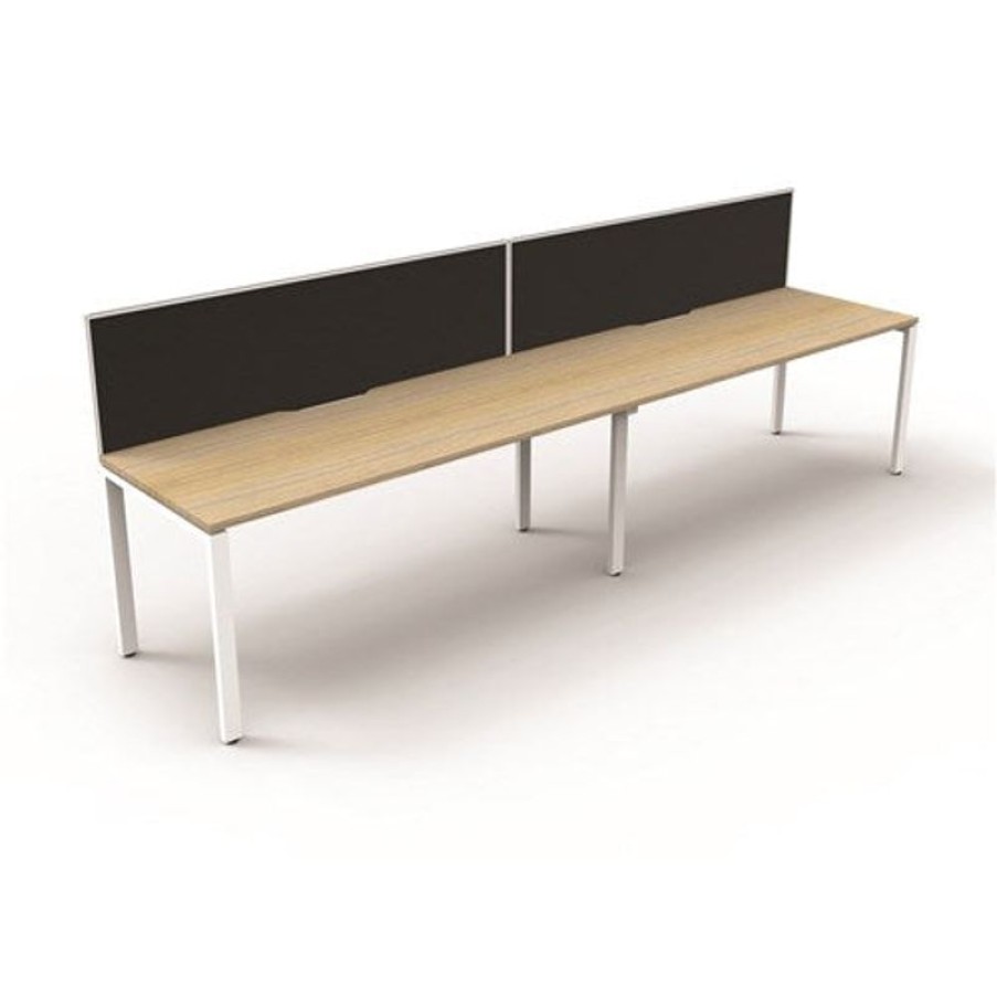 Office Furniture | RapidLine Rapidline Deluxe Infinity Desk Profile Leg One Sided + Screen 2 Person 3000Mmw Oak/White