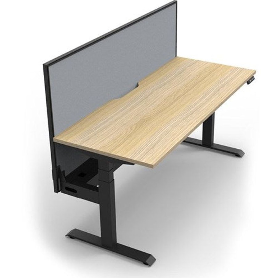 Office Furniture | RapidLine Rapidline Boost+ Single Sided Workstation + Screen + Tray 1500Wx750Dx1330Mmh Oak / Black