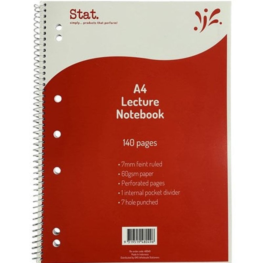 Paper, Post & Books/Books | Stat Stat Lecture Note Book Spiral A4 7Mm Ruled 60Gsm 140 Page Red