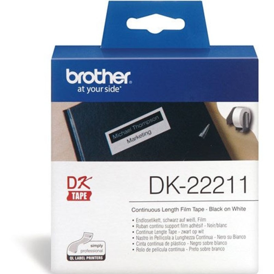 Telephones & Accessories | Brother Brother Dk-22211 Label Rolls 29Mmx15.24M Black On White Continuous Film