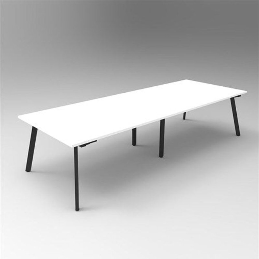 Office Furniture | RapidLine Rapidline Eternity Meeting And Boardroom Table 3200W X 1200D X 730Mmh White Top Black Base