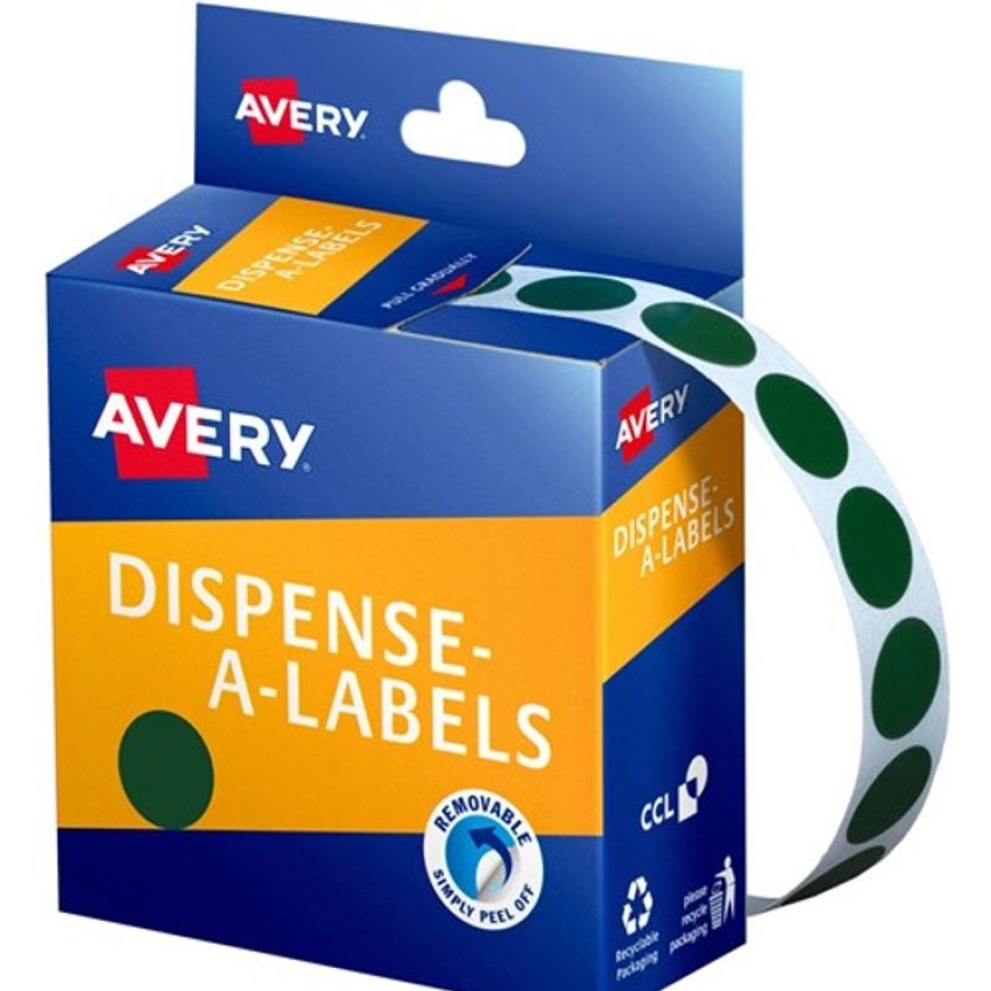 Telephones & Accessories | Avery Avery Removable Dispenser Labels 14Mm Round Green Pack Of 1050