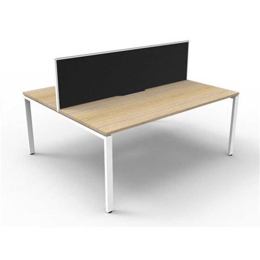 Office Furniture | RapidLine Rapidline Deluxe Infinity Desk Profile Leg Two Sided + Screen 2 Person 1500Mmw Oak/White