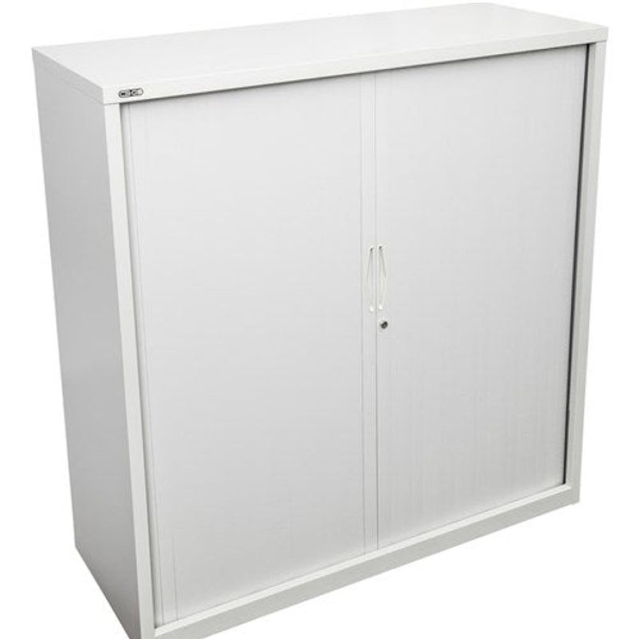 Storage | GO Rapidline Go Tambour Door Cupboard No Shelves Included 900W X 473D X 1200Mmh White