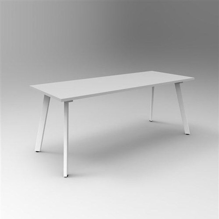 Office Furniture | RapidLine Rapidline Eternity Meeting And Boardroom Table 1800W X 750D X 730Mmh Grey Top White Base