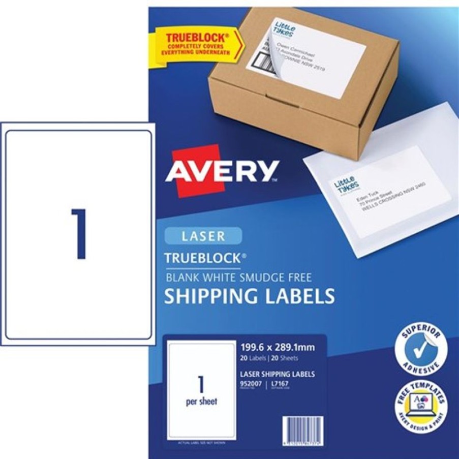 Telephones & Accessories | Avery Avery Shipping Laser Labels White L7167 199.6X289.1Mm 1Up 20 Labels 20 Sheets