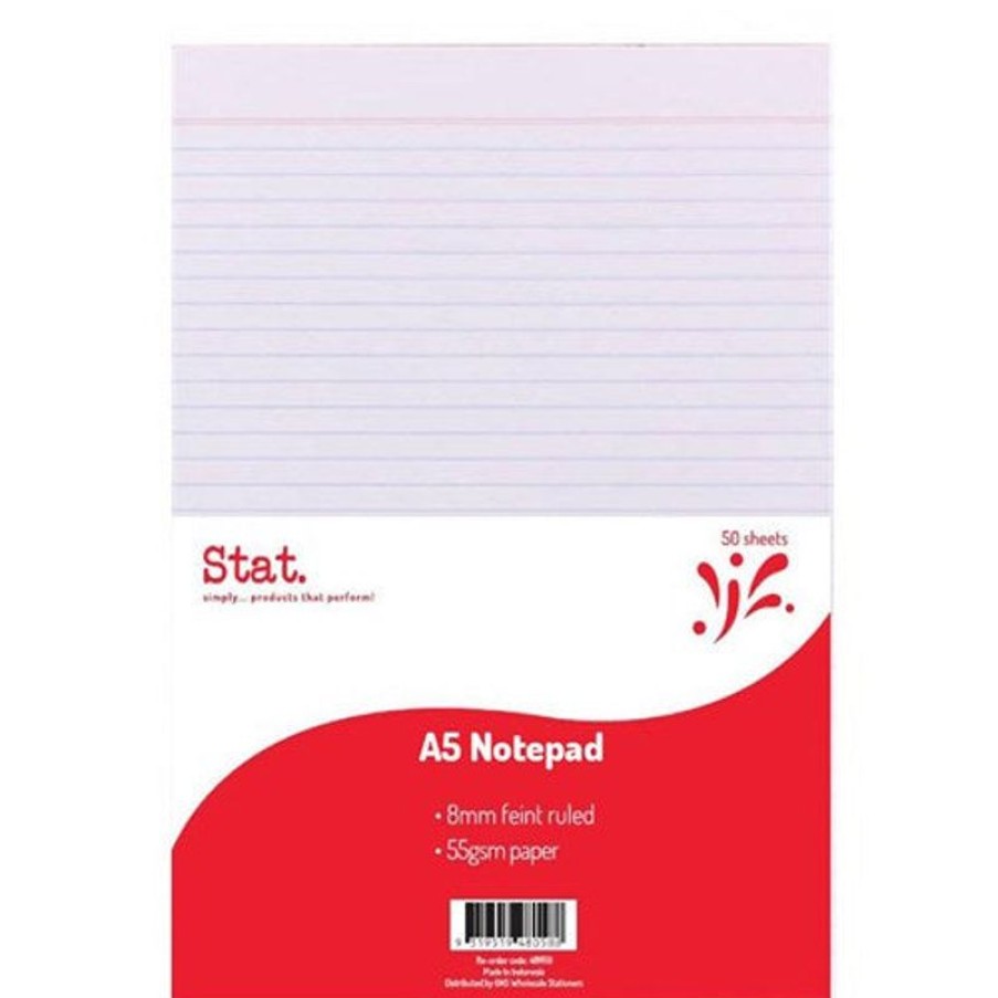 Telephones & Accessories | Stat Stat Notepad A5 7Mm Ruled 55Gsm White 50 Sheet