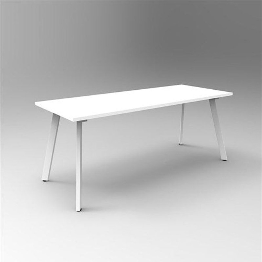 Office Furniture | RapidLine Rapidline Eternity Meeting And Boardroom Table 1800W X 750D X 730Mmh White Top White Base