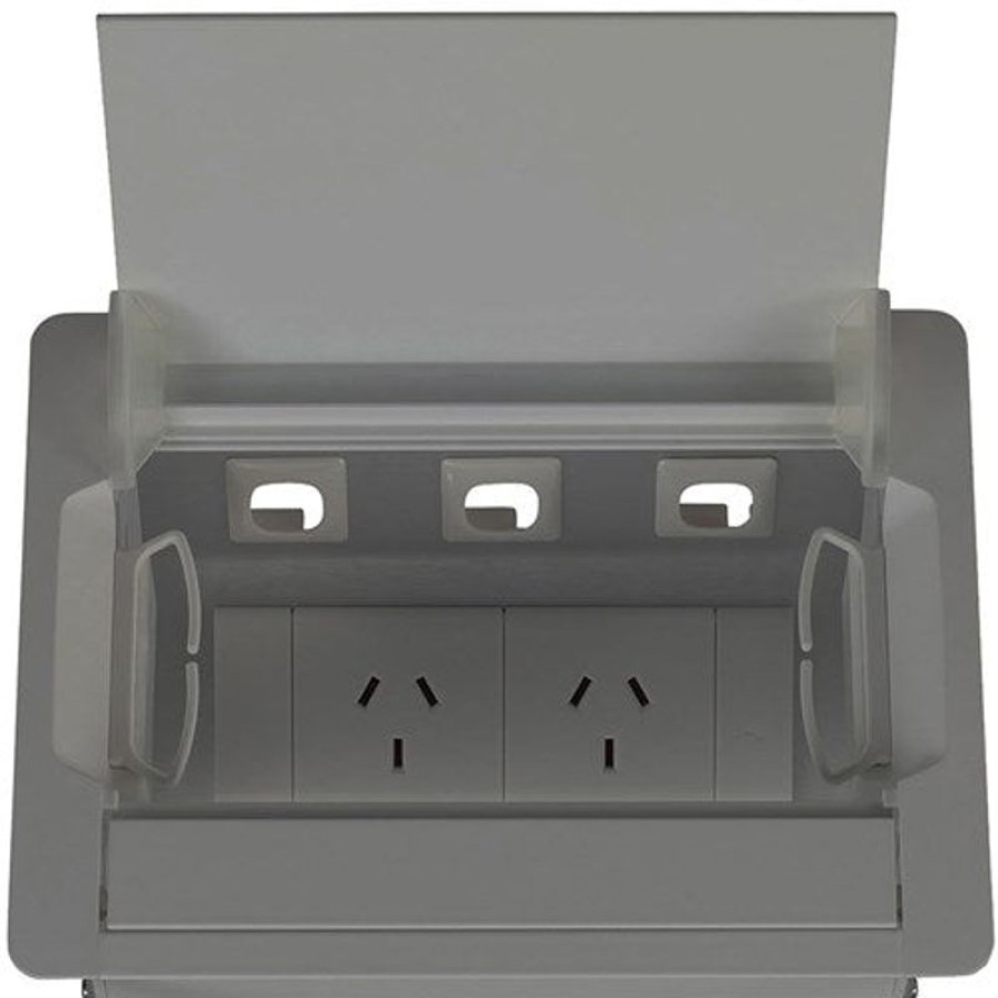 Office Furniture | RapidLine Rapidline Table Surface Mounted Service Box 2 Gpo Silver