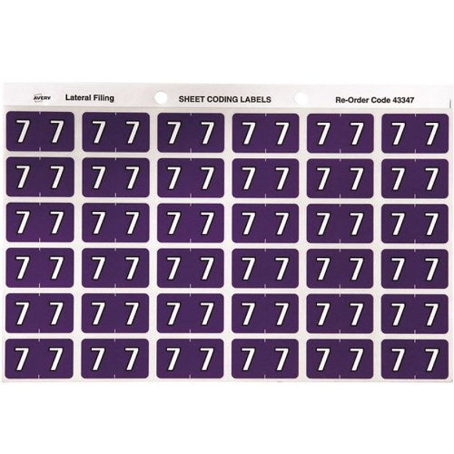 Telephones & Accessories | Avery Avery Numeric Coding Label 7 Side Tab 25X38Mm Purple Pack Of 180