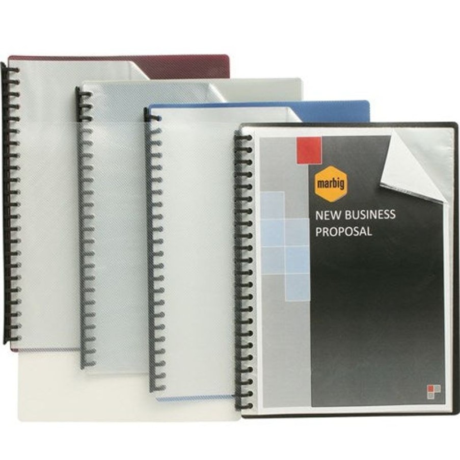 Binders & Folders | Marbig Marbig Display Book A4 Clear Front Refillable 20 Pocket Blue