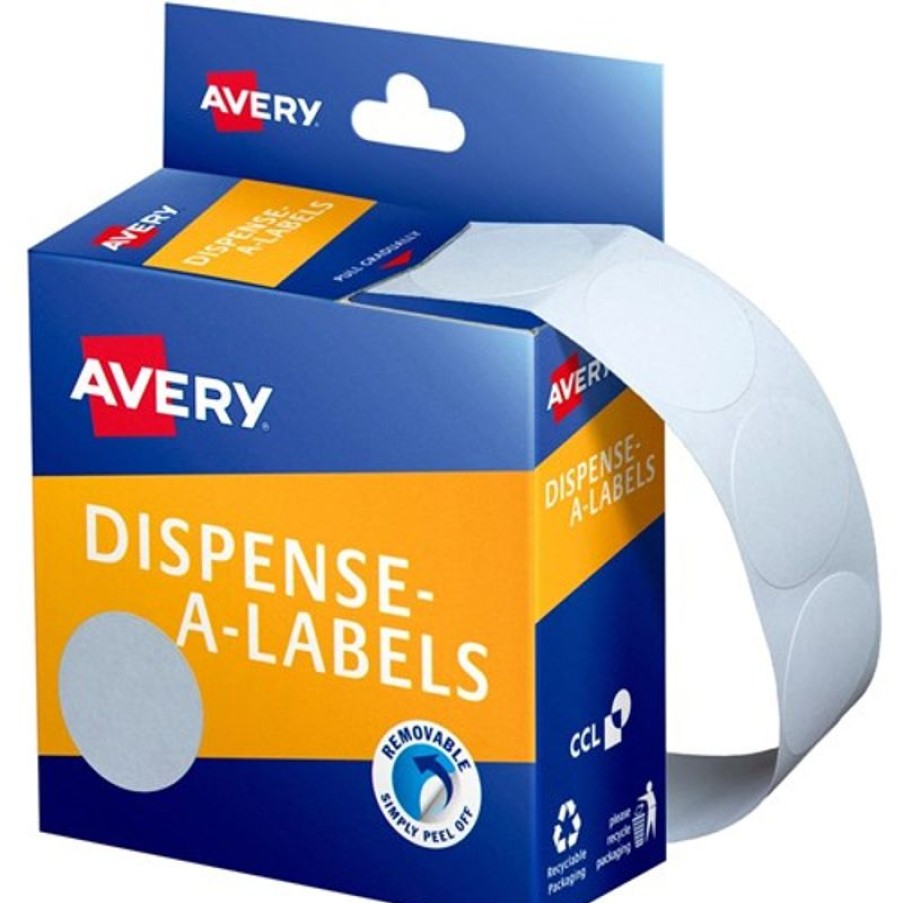 Telephones & Accessories | Avery Avery Removable Dispenser Labels 24Mm Round White Pack Of 550