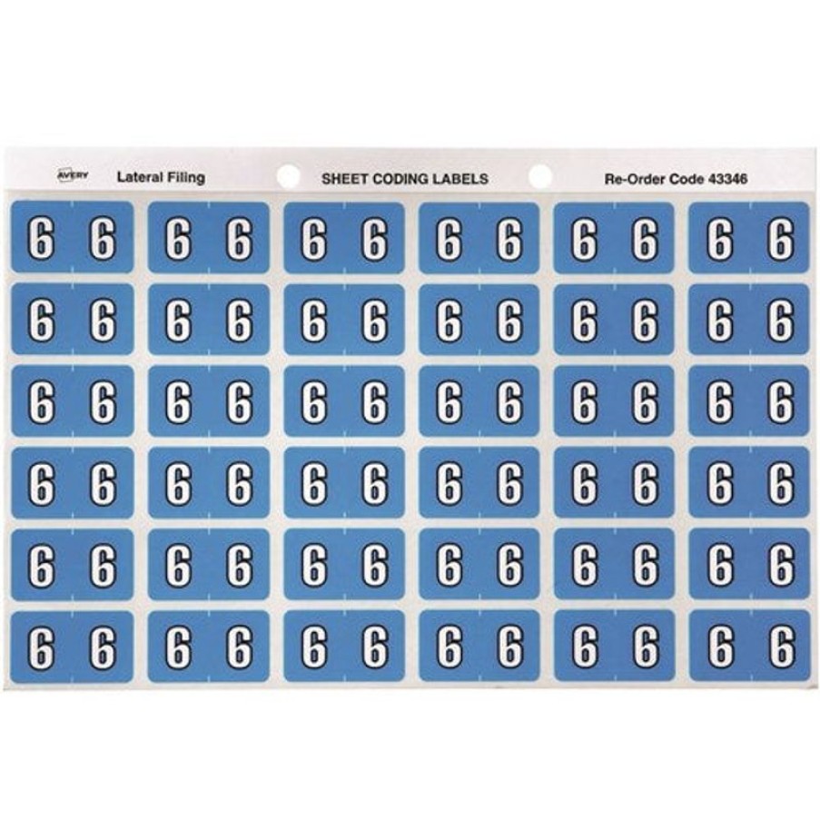 Telephones & Accessories | Avery Avery Numeric Coding Label 6 Side Tab 25X38Mm Blue Pack Of 180