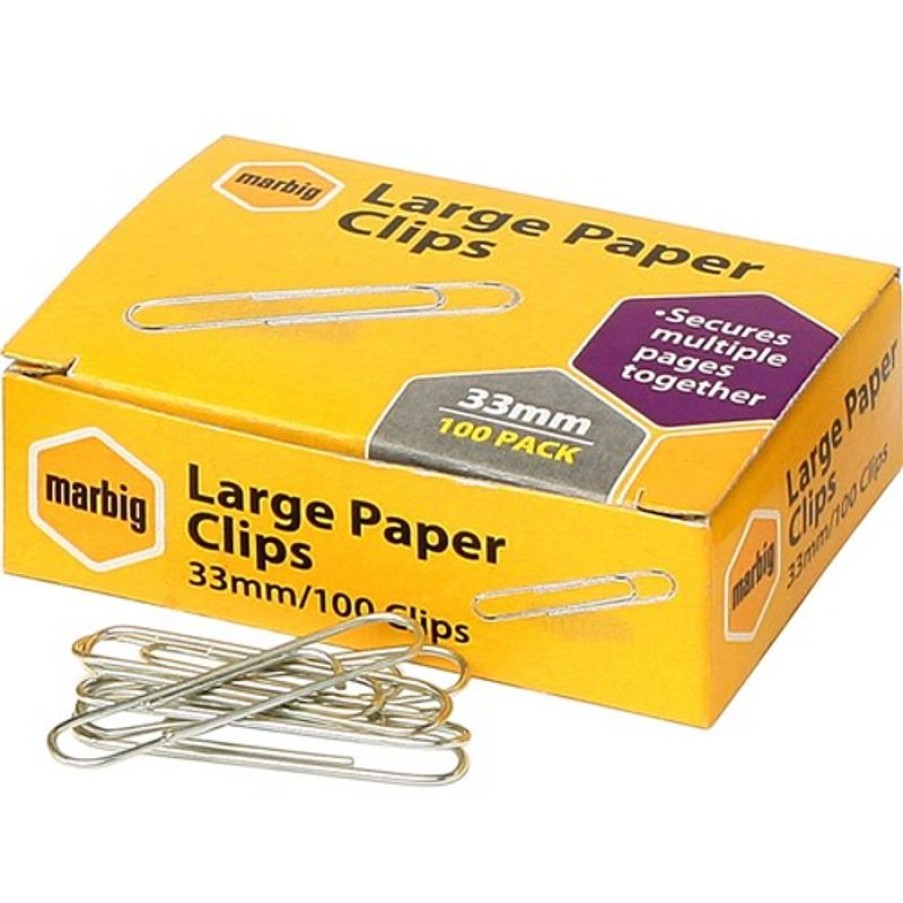 Clips & Fasteners | Marbig Marbig Paper Clips Small 28Mm Chrome Box Of 100