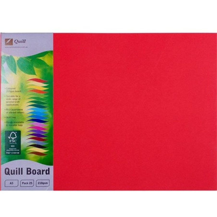 School Supplies/Art & Craft | Quill Quill Board A3 210Gsm Red Pack Of 25