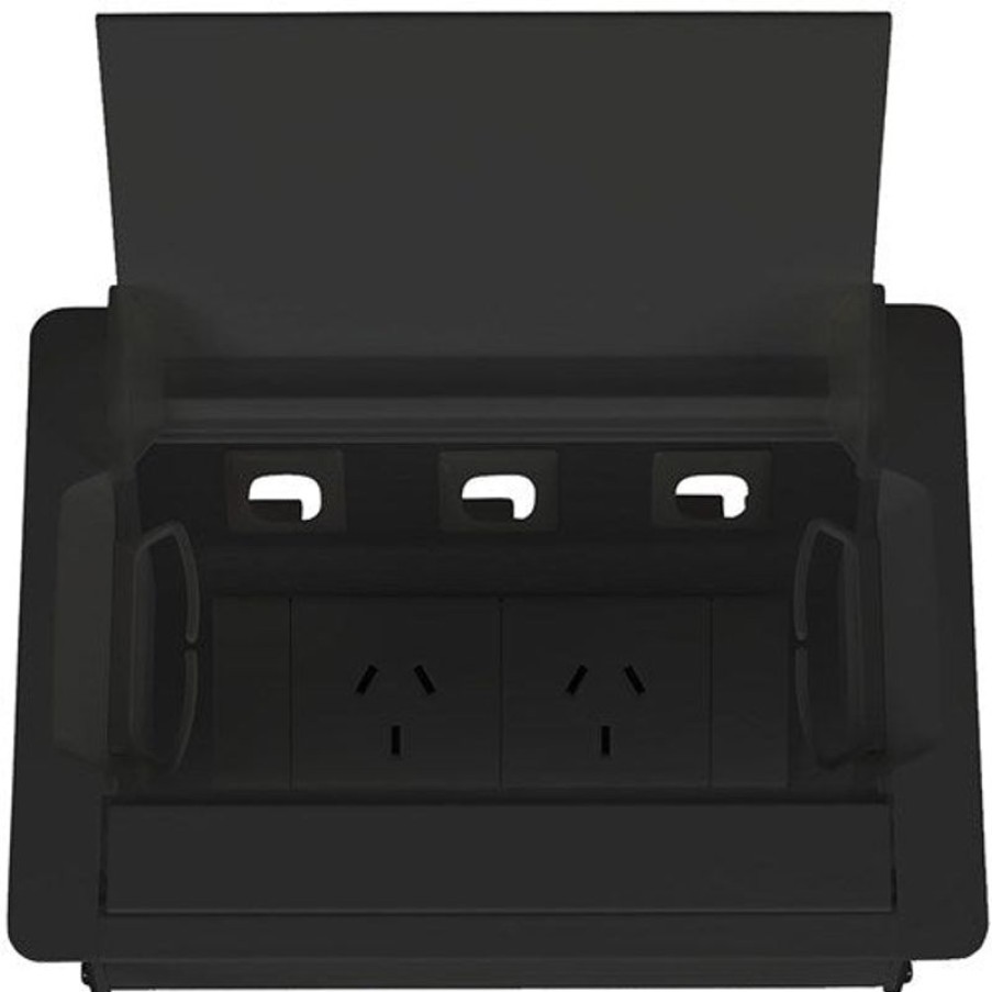 Office Furniture | RapidLine Rapidline Table Surface Mounted Service Box 2 Gpo Black