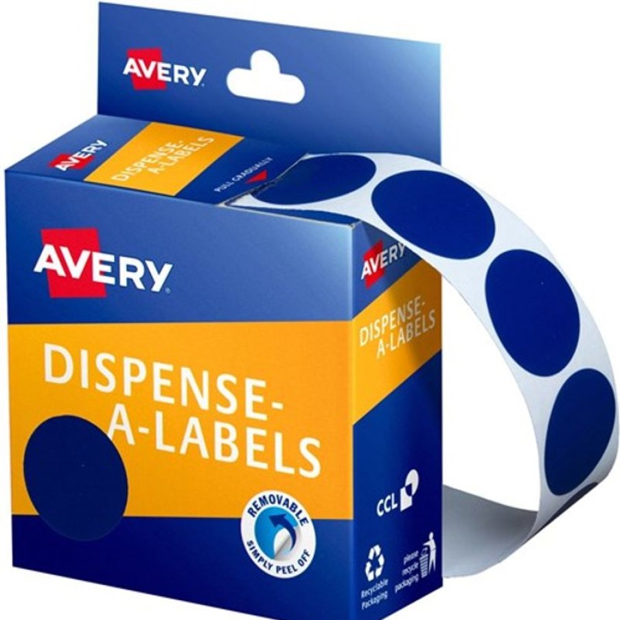 Telephones & Accessories | Avery Avery Removable Dispenser Labels 24Mm Round Blue Pack Of 500