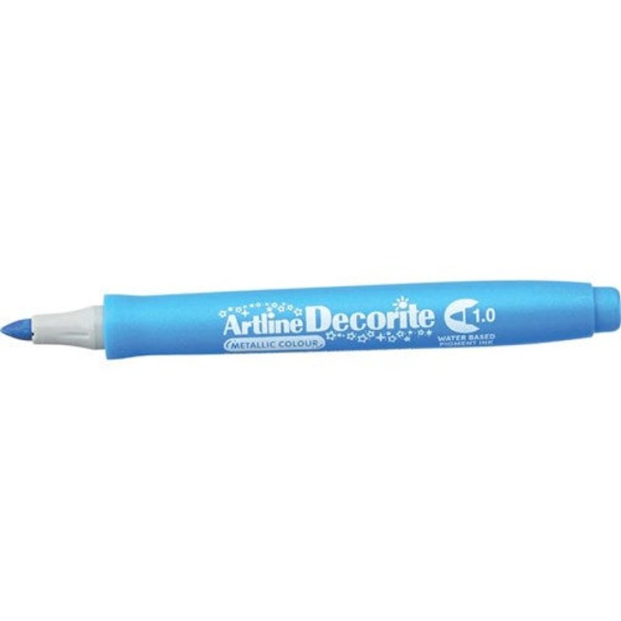 Telephones & Accessories | Artline Artline Decorite Metallic Markers Bullet 1.0Mm Blue Box Of 12