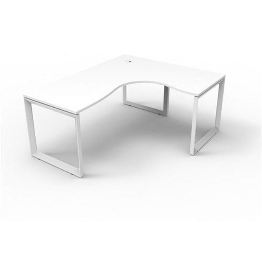 Office Furniture | RapidLine Rapidline Deluxe Infinity Corner Workstation Loop Leg 1500/1500Wx750Mmd White/White