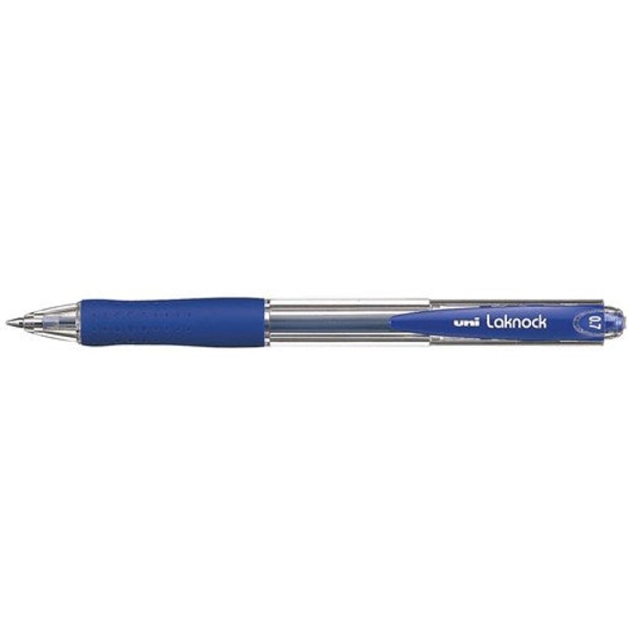 Pens | Uni-Ball Uni Sn100 Laknock Ballpoint Pen Retractable Fine 0.7Mm Blue Box12