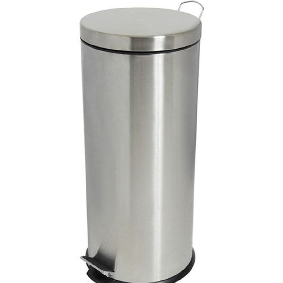 Telephones & Accessories | Compass Compass Round Pedal Bin Stainless Steel 30 Litres