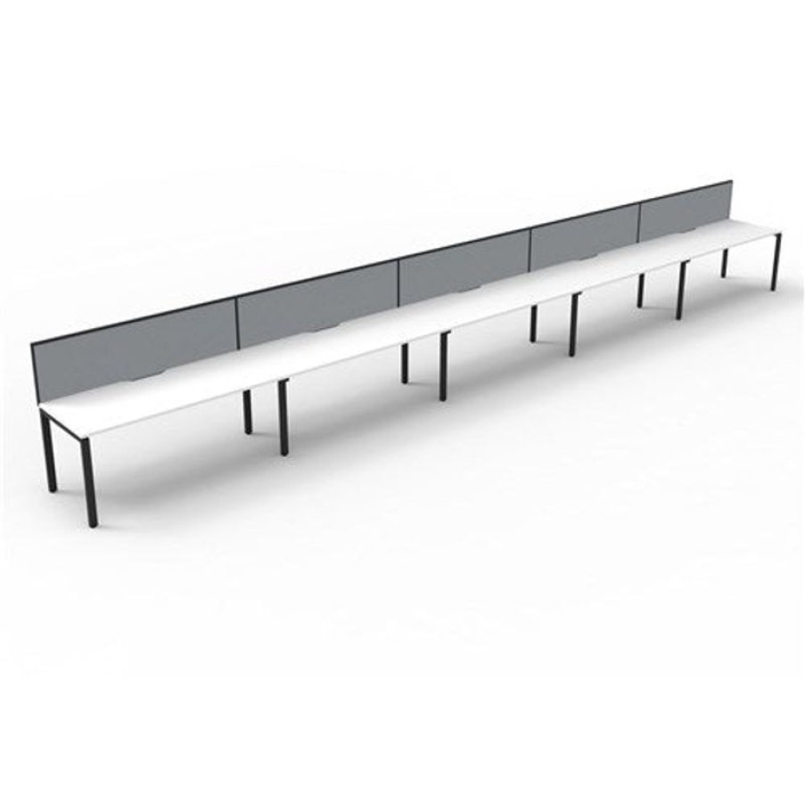 Office Furniture | RapidLine Rapidline Deluxe Infinity Desk Profile Leg One Sided + Screen 5 Person 9000Mmw White/Black