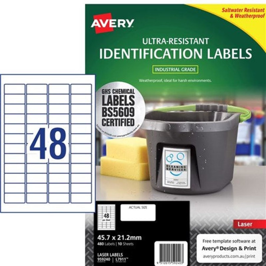 Telephones & Accessories | Avery Avery Identification Laser Ultra Resistant White L7911 45.7X21.2Mm 46Up 460 Labels