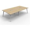 Office Furniture | RapidLine Rapidline Eternity Workstation Double Sided 4 Person 3000W X 1530D X 730Mmh Oak/White