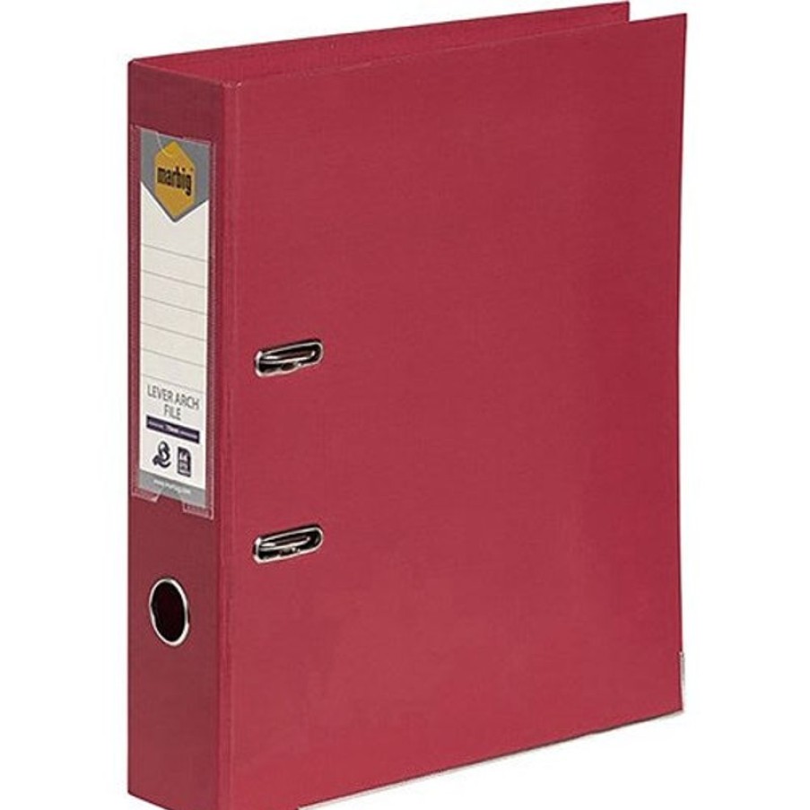 Binders & Folders | Marbig Marbig Linen Pe Lever Arch Binder A4 75Mm Deep Red