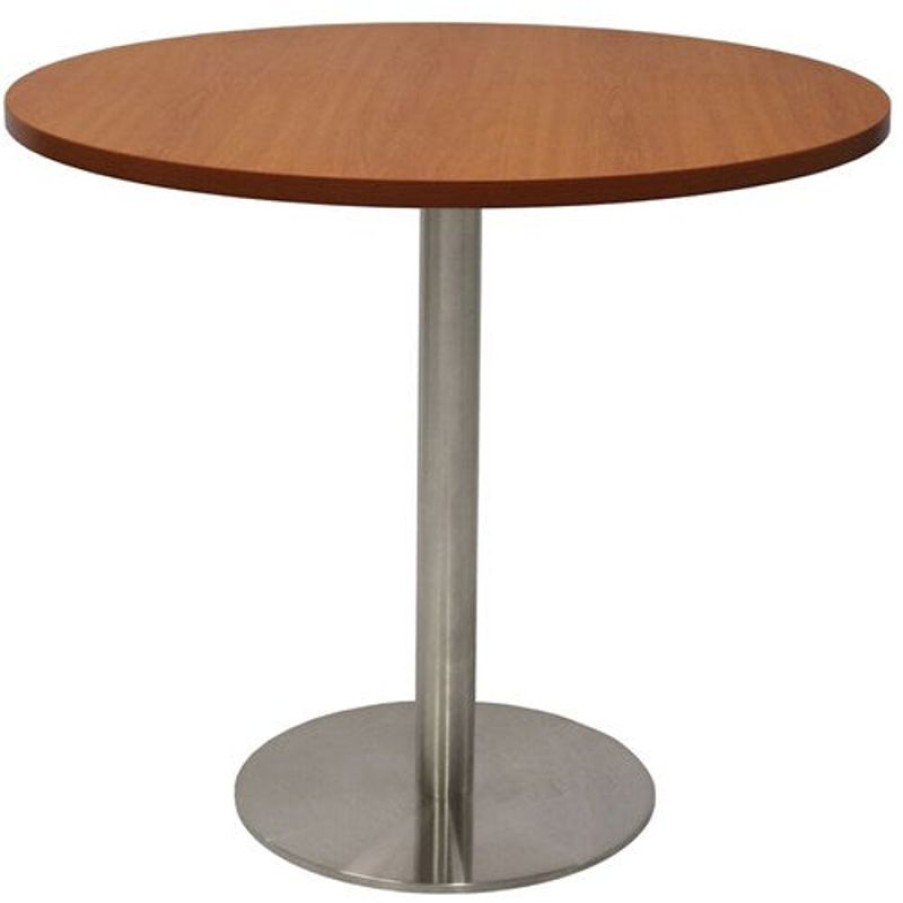 Office Furniture | RapidLine Rapidline Disc Base Round Table 900D X 755Mmh Cherry Top Silver Base