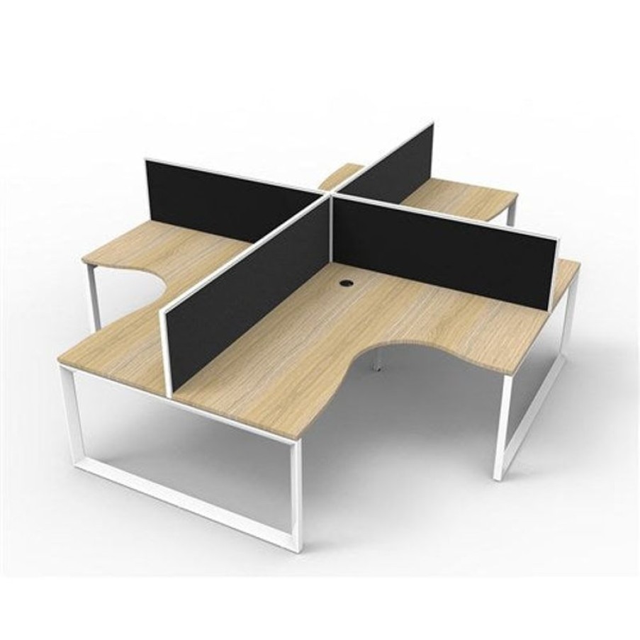 Office Furniture | RapidLine Rapidline Deluxe Infinity Corner Workstation Loop Leg + Screen 3600/3000Mmw Oak/White