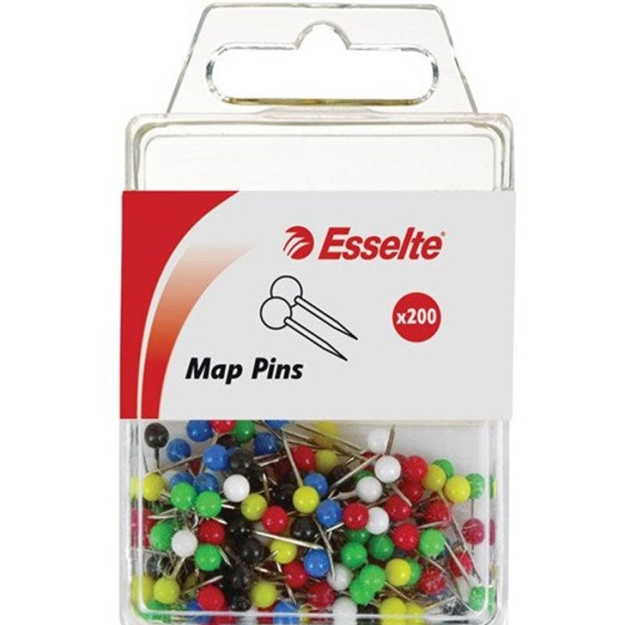 Clips & Fasteners | Esselte Esselte Map Pins 4X17Mm Assorted Pack Of 200