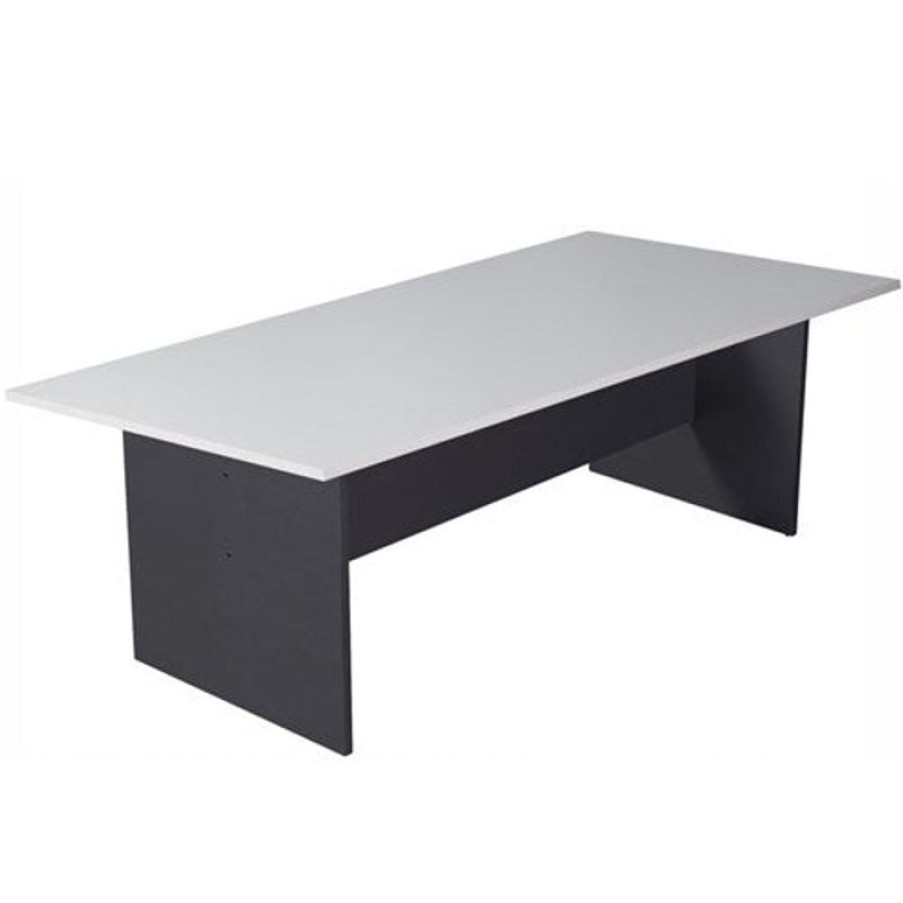 Office Furniture | RapidLine Rapidline Rectangle Boardroom Table 2400W X 1200D X 730Mmh White And Ironstone Base