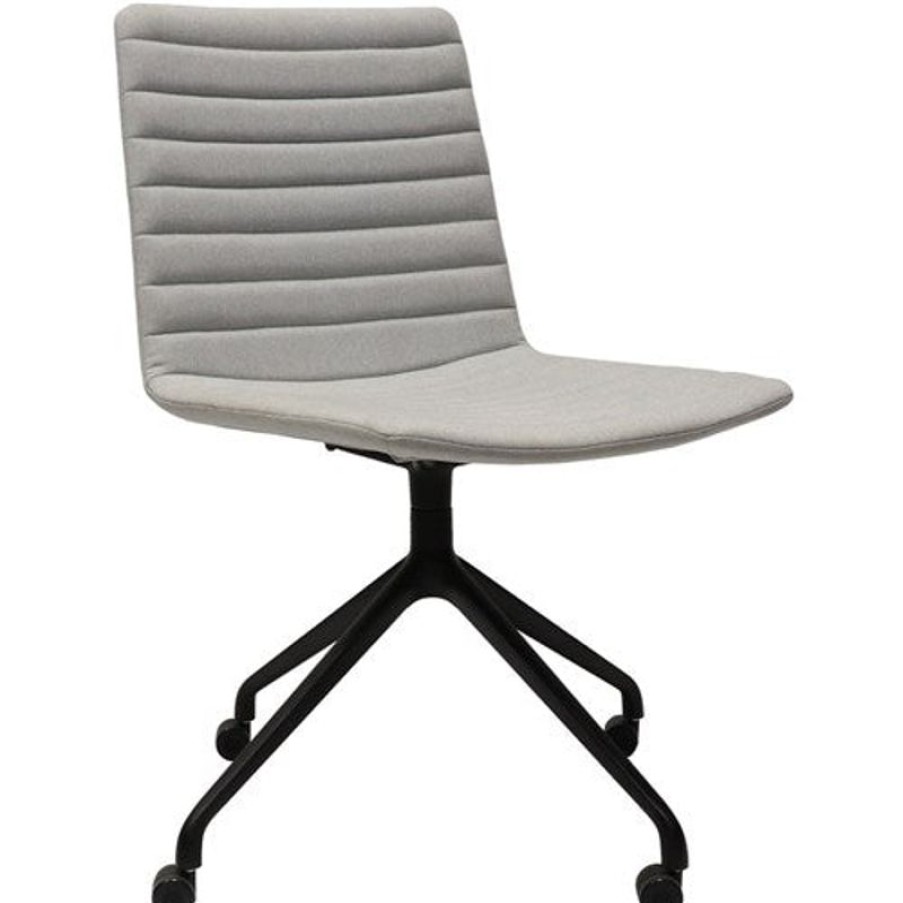 Chairs & Accessories | RapidLine Rapidline Pixel Meeting Chair Black 4 Star Swivel Base Light Grey Fabric Upholstery