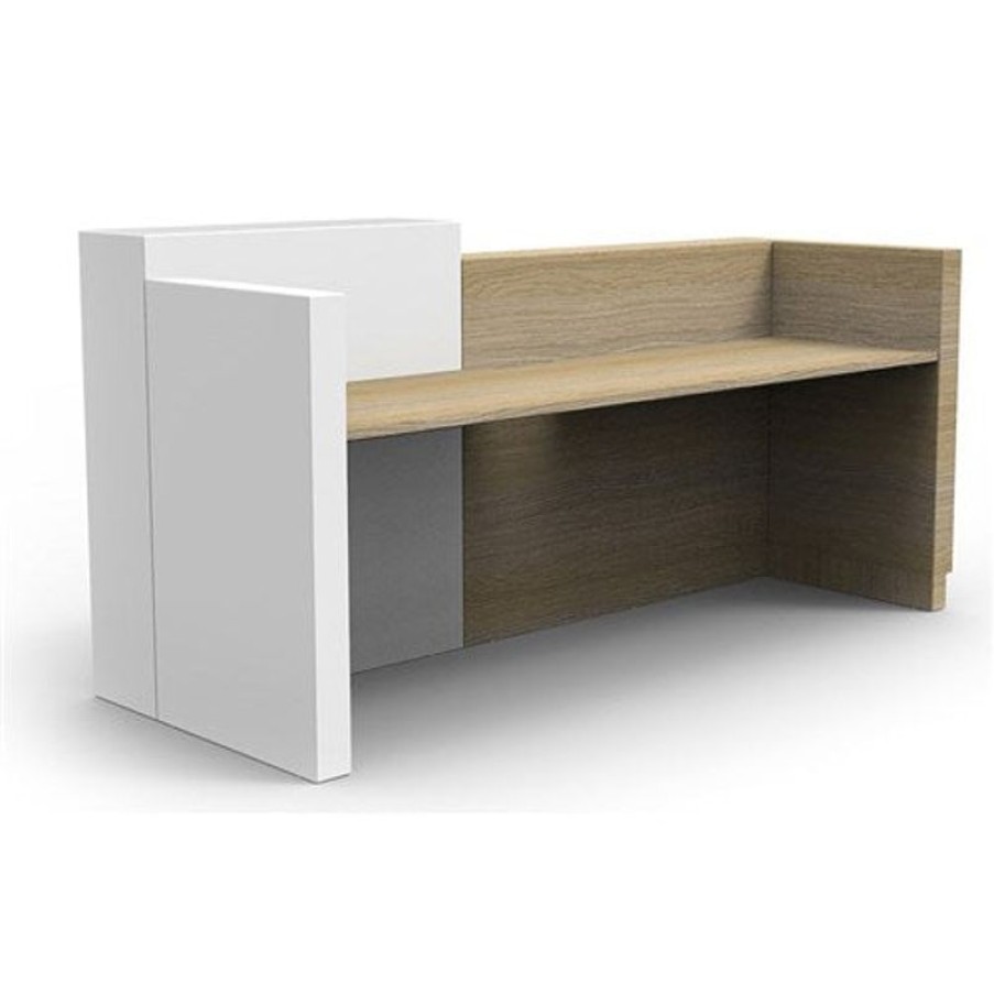 Office Furniture | RapidLine Rapidline Sempre Reception Counter 2400W X 950D X 1150Mmh Natural Oak And White